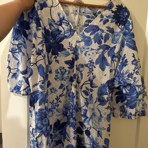 H&M White and Blue Floral Mini Dress